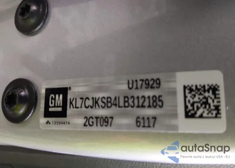 2020 Chevrolet Trax Ls z USA, uszkodzony, nr VIN KL7CJKSB4LB312185